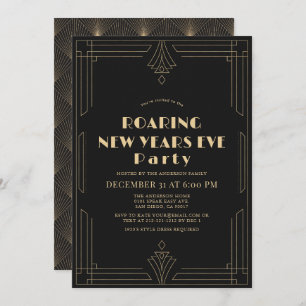 Art Deco 1920's Gatsby New Years Eve Party Invitation
