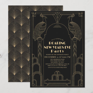 Art Deco 1920's Gatsby Peacock New Years Eve Invitation