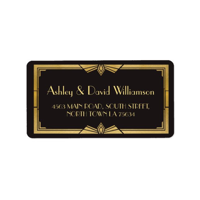 Art Deco 1920s Gatsby Wedding Return Address Label (Front)