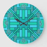 Art Deco 1920s Geometric Teal Green Blue Pattern