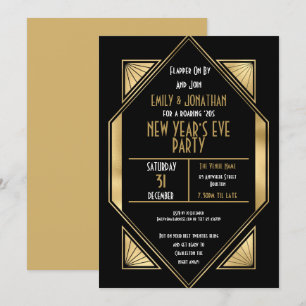 Art Deco 1920s Gold Black New Years Eve Party Invitation