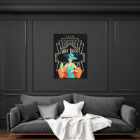 Art Deco 1920s Lady Cocktail Gold Frame Black
