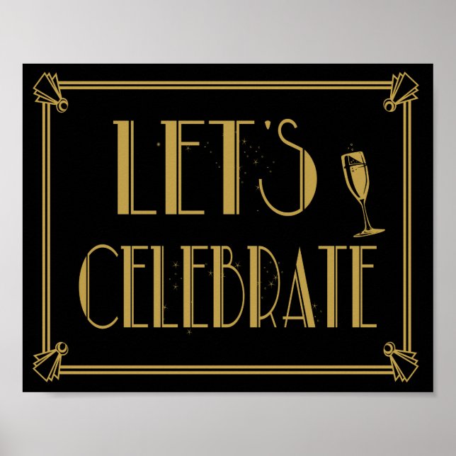Art Deco 1920's style Lets Celebrate print (Front)
