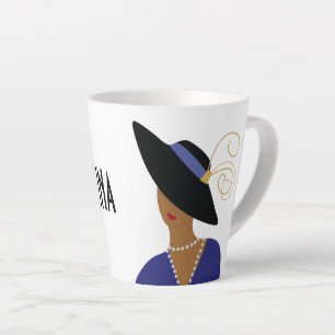 Art Deco 1930s Fashion Plate Woman in Black Hat Latte Mug