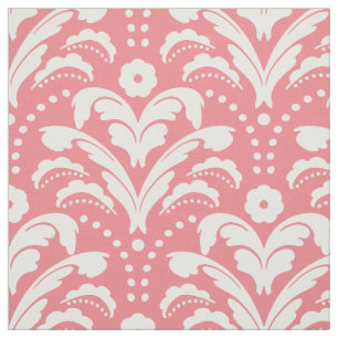 Art Deco 1930s Floral Damask Pretty Pink Fabric