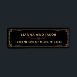 Art Deco 20s Black and Gold Vintage Wedding Return<br><div class="desc">The Art Deco 1920s Black and Gold Vintage Wedding Return Label brings timeless sophistication to your invitations with its bold black background and elegant gold geometric design. Perfect for adding a stylish finishing touch to your wedding mail, this label reflects the glamour of the roaring twenties. Need any help or...</div>
