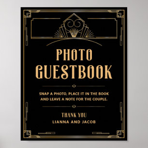 Art Déco 20s Black Gold Mariage Photo Guestbook