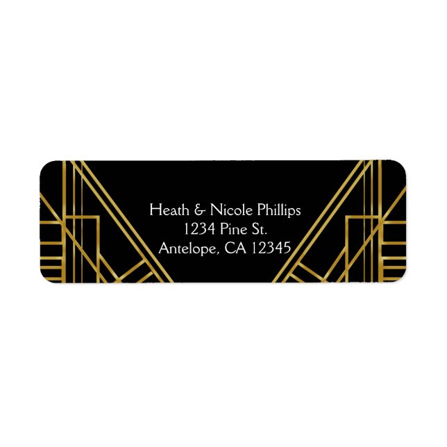 Art Deco 20's Gold & Black Gatsby address Labels (Front)