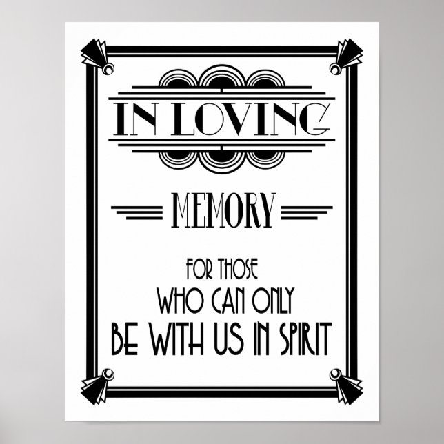Art Deco 20's style "IN LOVING MEMORY Poster (Front)