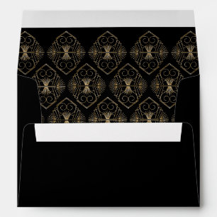 Art Deco 20s Wedding Vintage Black and Gold  Envelope
