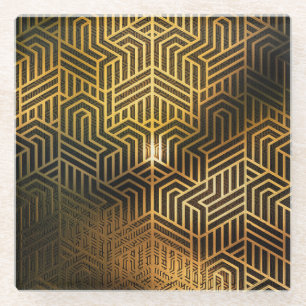 Art Deco 3D Illustration, Advertisement Wallpaper. Glass Coaster