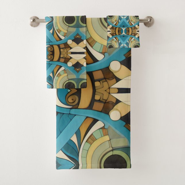 Art Deco Abstract Bath Towel Set (Insitu)