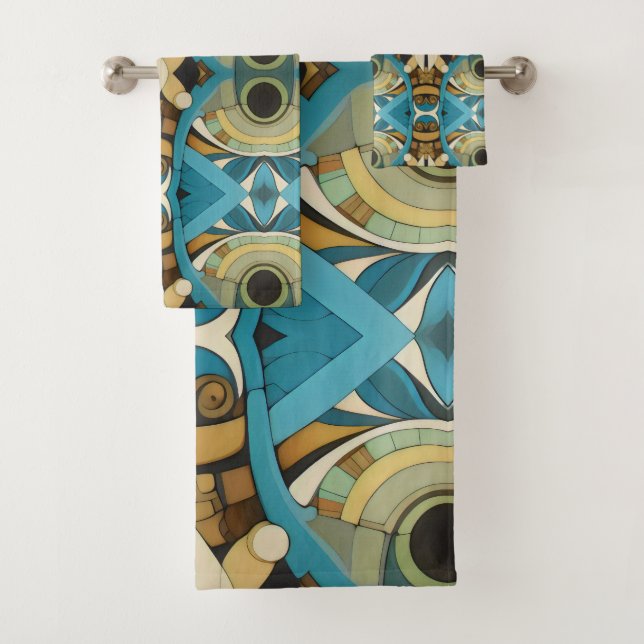 Art Deco Abstract Bath Towel Set (Insitu)