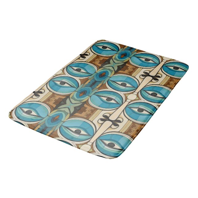 Art Deco Abstract Eyes pattern Bath Mat (Angled)