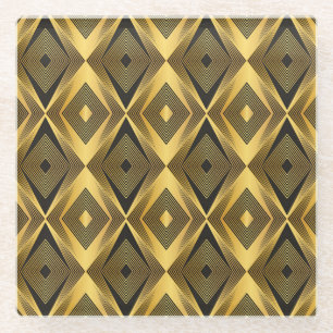 Art Deco: Abstract Geometric Background Glass Coaster