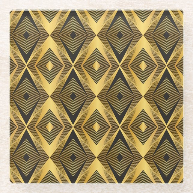 Art Deco: Abstract Geometric Background Glass Coaster (Front)