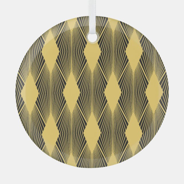Art Deco Abstract Geometric Background Glass Ornament (Front)