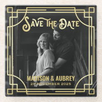 Art Deco Add Your Photo Elegant Gold Save the Date