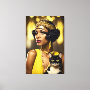 Art Deco, African-American Flapper, Gatsby Style  Canvas Print
