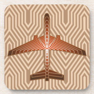 Art Deco Airplane, Bronze, Gold and Rust Brown Coaster