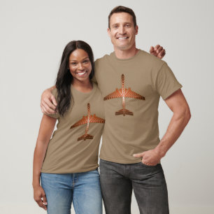 Art Deco Airplane, Bronze, Gold and Rust Brown T-Shirt