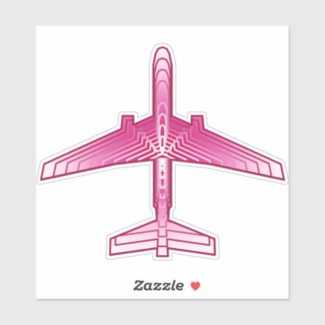 Art Deco Airplane, Fuchsia and Pastel Pink (Sheet)