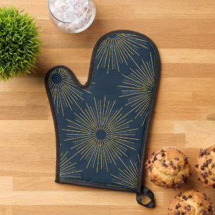 Art Deco Alabere Midnight Blue Medallion Oven Mitt