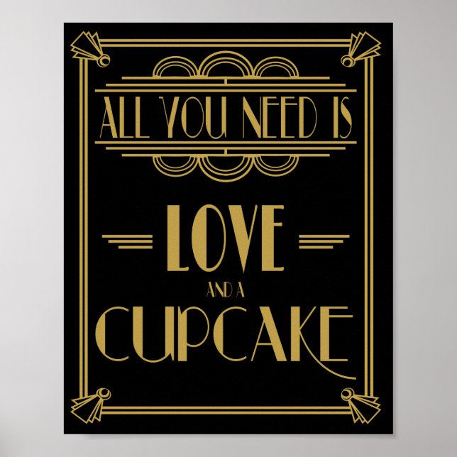 Art Deco All you need is love and a cupcake print (Front)