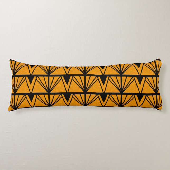 Art Deco Amber Stained Glass Design Body Pillow (Front)