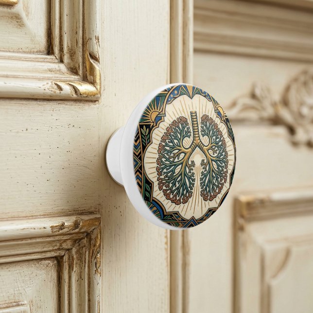 Art Deco Anatomical Lungs Pulmonology Ceramic Knob (Creator Uploaded)