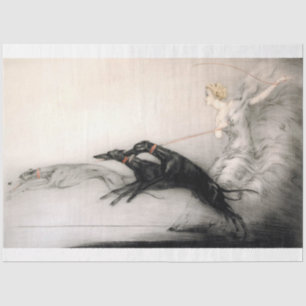 Art deco angel and her greyhounds tissue paper