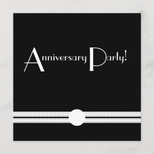 Art Deco Anniversary Black and White Retro Invitation