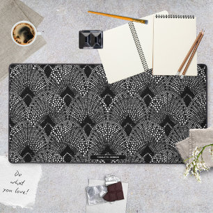 Art Déco Antracite Noir et Blanc Motif Paon