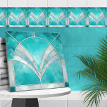 Art Deco Aquamarine & Pearl Tile<br><div class="desc">Art Deco Aquamarine & Pearl</div>