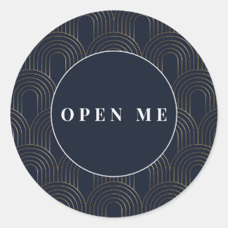 Art Deco Arches | Elegant "Open Me" Classic Round Sticker