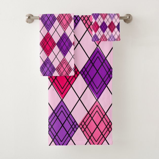 Art Deco Argyle Bath Towel Set (Insitu)