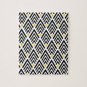 Art Deco Arrows with Gold Accent Pattern Jigsaw Puzzle
