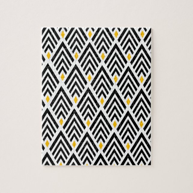 Art Deco Arrows with Gold Accent Pattern Jigsaw Puzzle (Vertical)