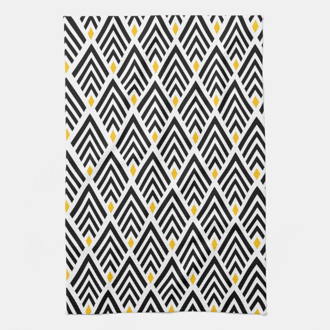 Art Deco Arrows with Gold Accent Pattern Kitchen Towel (Vertical)