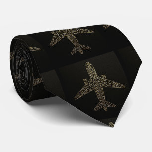 Art Deco Art Nouveau Airplane Circuit Board Tie