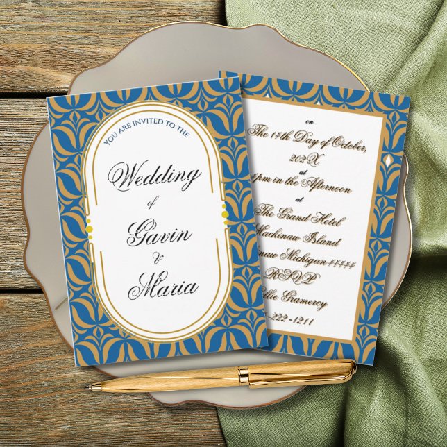 Art Deco Art Nouveau Floral Gold Tone Modern Invitation (Creator Uploaded)