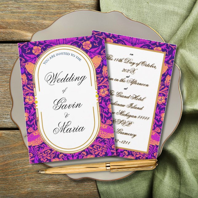 Art Deco Art Nouveau Floral Gold Tone Modern Invitation (Creator Uploaded)