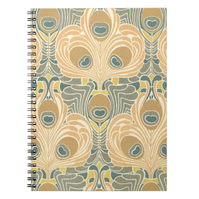 art deco art nouveau peacock pattern art notebook (Front)
