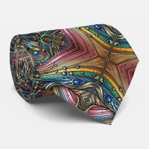 Art Deco Art Nouveau Rainbow Circuit Board Necktie