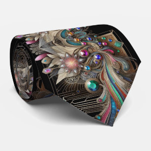 Art Deco Art Nouveau Rainbow Circuit Board Necktie