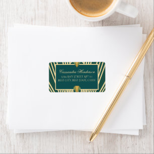 Art Deco Art Nouveau Striped Gold Green Gatsby Label