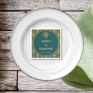 Art Deco Art Nouveau Striped Gold Tone Modern Napkin