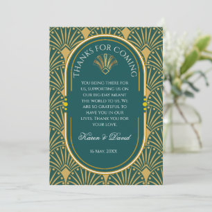 Art Deco Art Nouveau Striped Gold Tone Modern Thank You Card