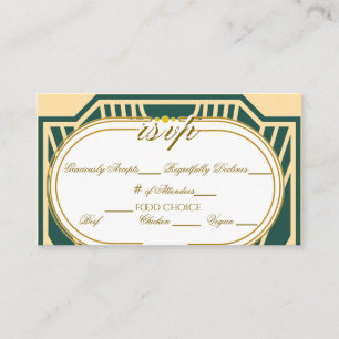 Art Deco Art Nouveau Striped Gold Tone RSVP Enclosure Card
