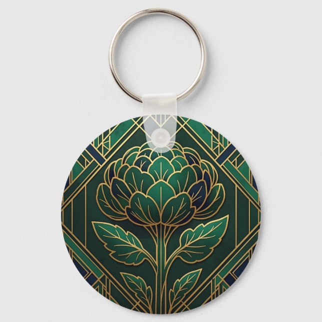 Art Deco Artichoke Keychain (Front)